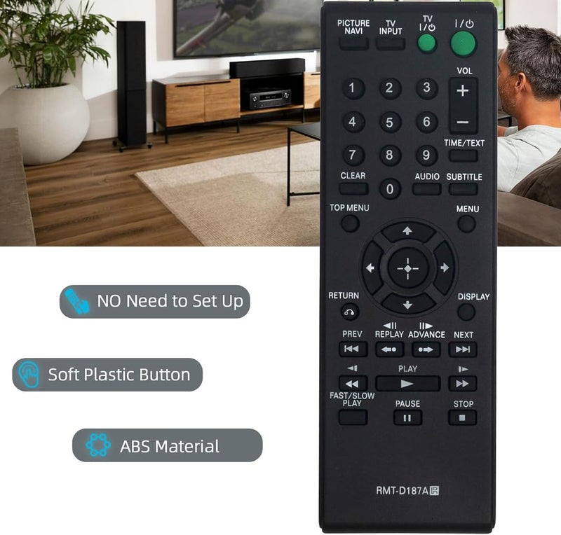 BOMAZ RMT-D187A Replacement Remote Control for Sony DVP-SR200 DVP-SR200B DVP-SR200P DVP-SR200P DVP-SR400P DVP-NS611H DVP-NS710 DVP-NS710H DVP-SR500H CD DVD Player - Image 2